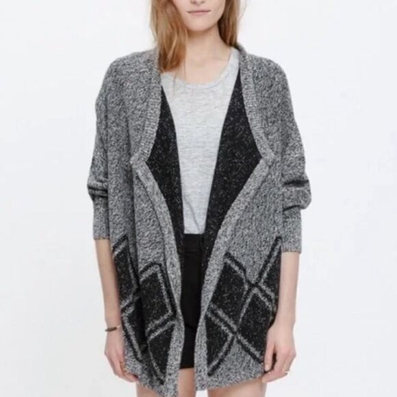 Madewell All Angles Dolman Draped Cardigan Grey Black Women’s Medium/Large - Picture 1 of 4